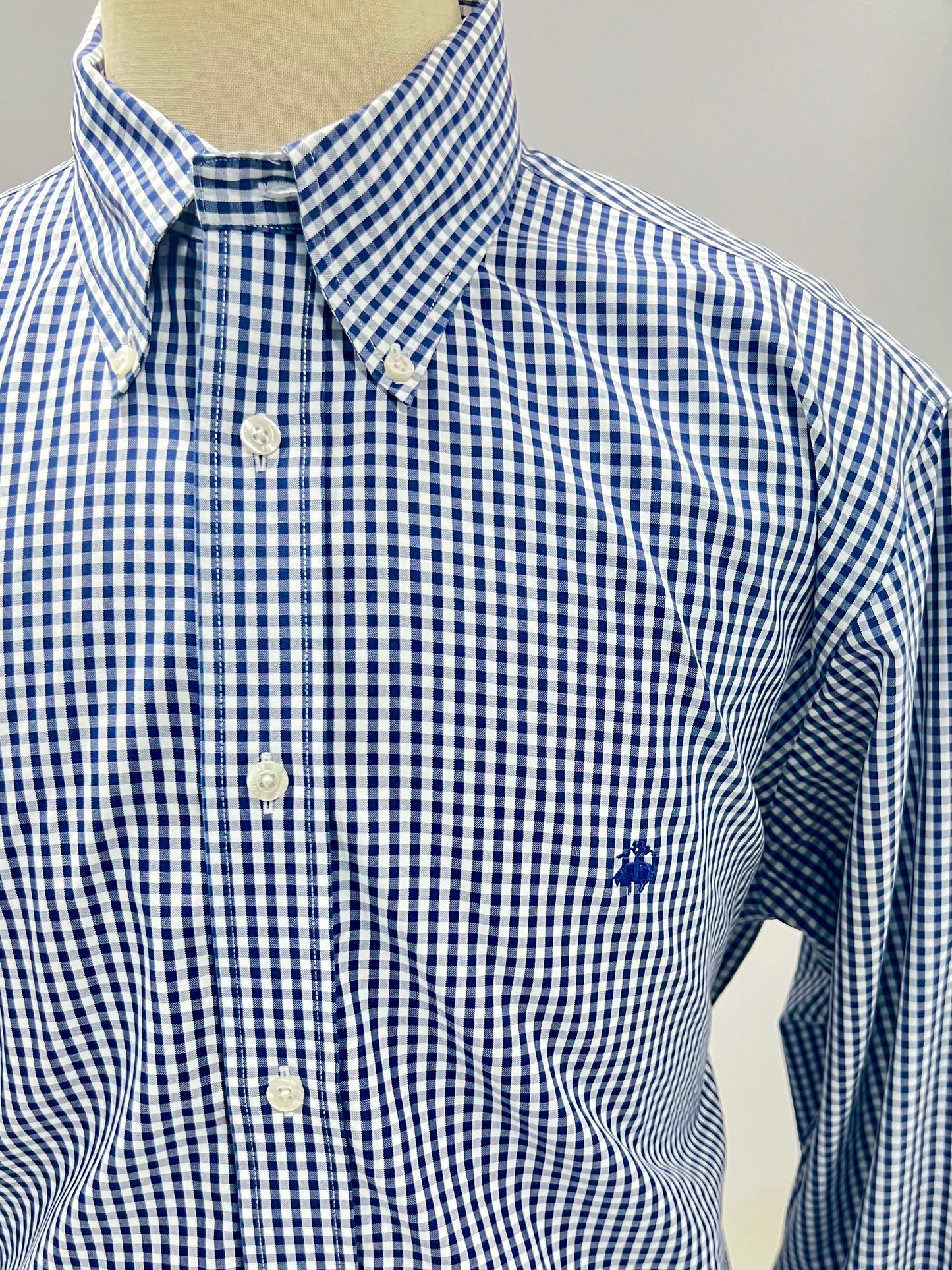 Camisa Brooks Brothers 🐑 de cuadros gingham en azul navy y blanco Talla XL Entalle Regular