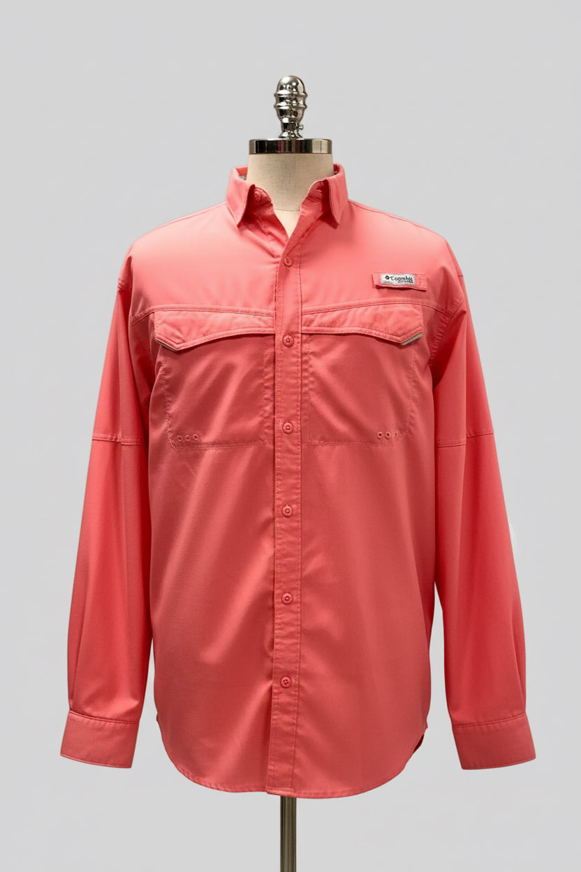 Camisa Columbia PFG 🔹 color coral Omni-Shade Manga larga Talla L