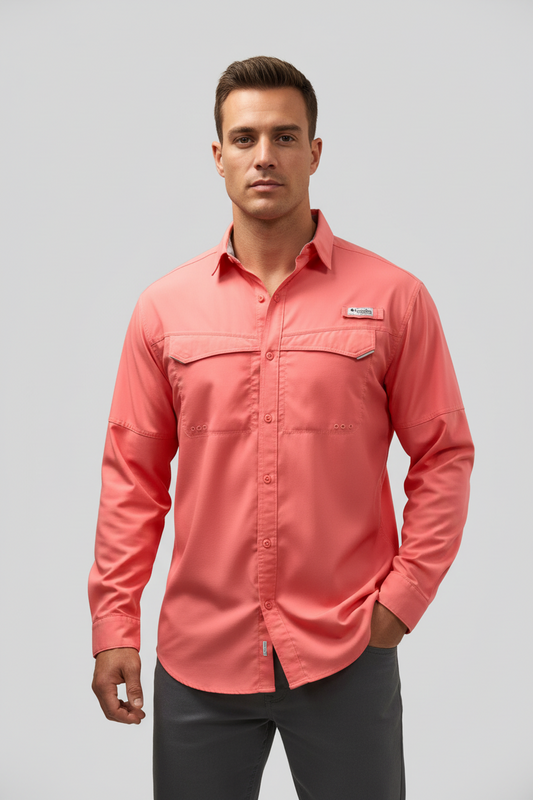 Camisa Columbia 🔹color rosado magenta con Omni Shade Manga larga Talla L