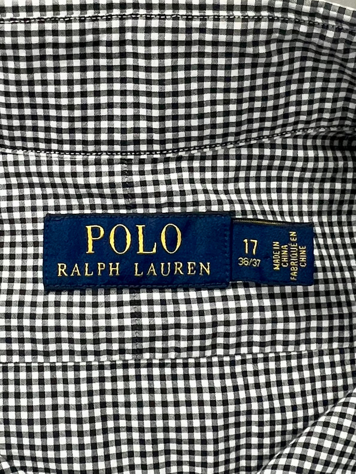 Camisa de botones Polo Ralph Lauren 🏇🏼 de cuadros finos en negro y blanco Talla XL Entalle Regular