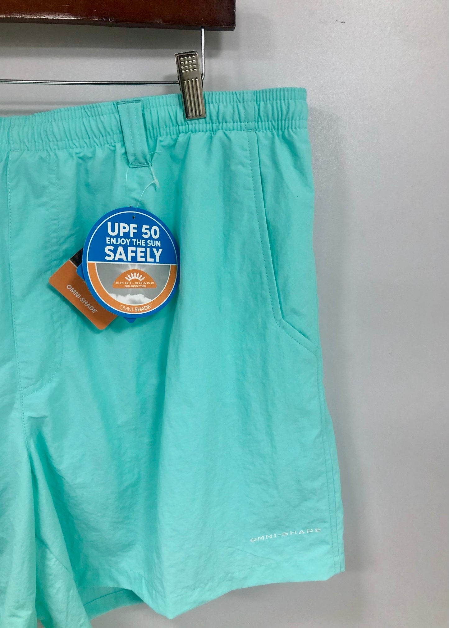 Short de baño Columbia, color turquesa claro, talla M y XL