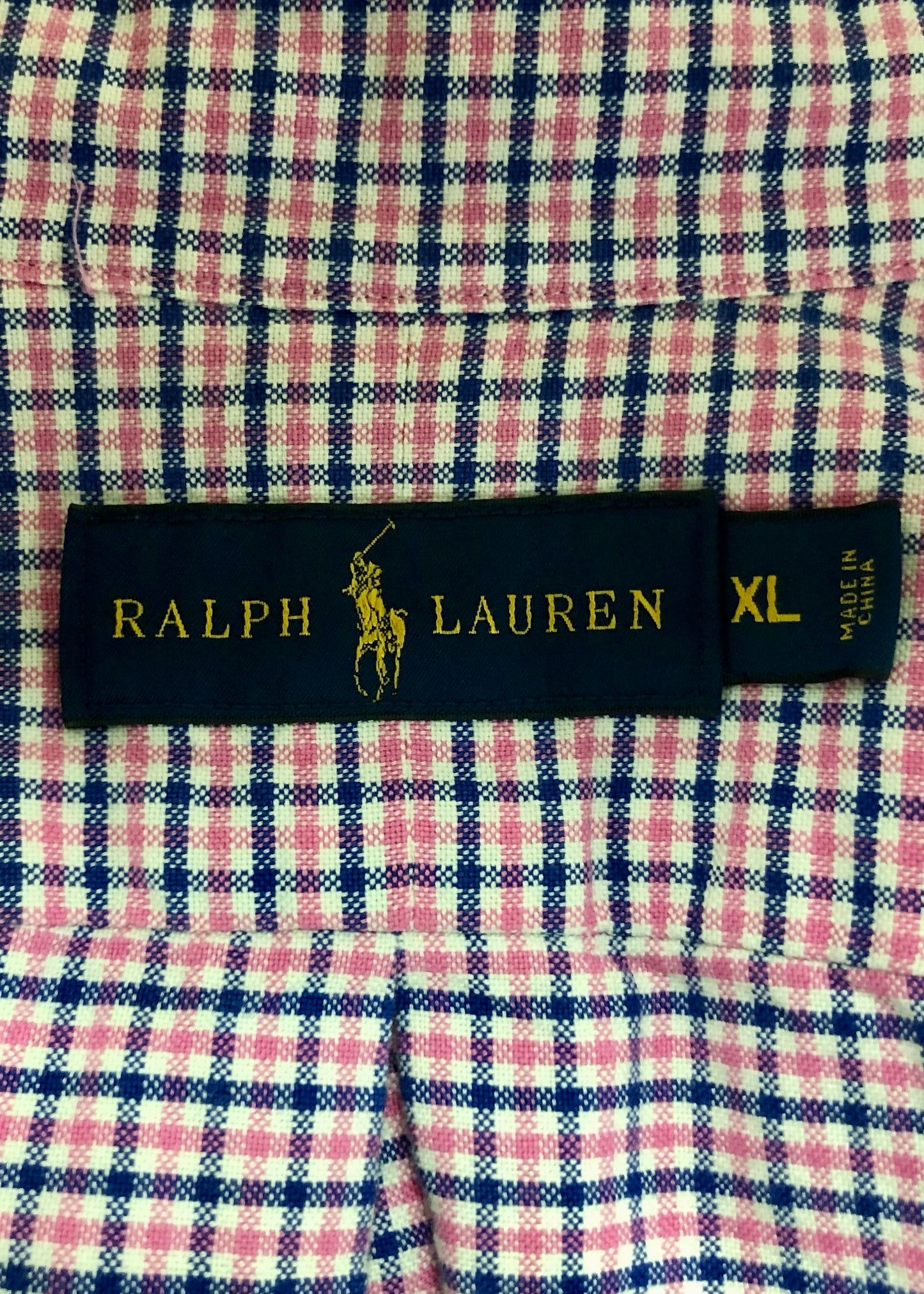 Camisa de botones Polo Ralph Lauren 🏇🏼 color blanco de cuadros rosado y azul Talla XL Entalle Regular (ver descripción)