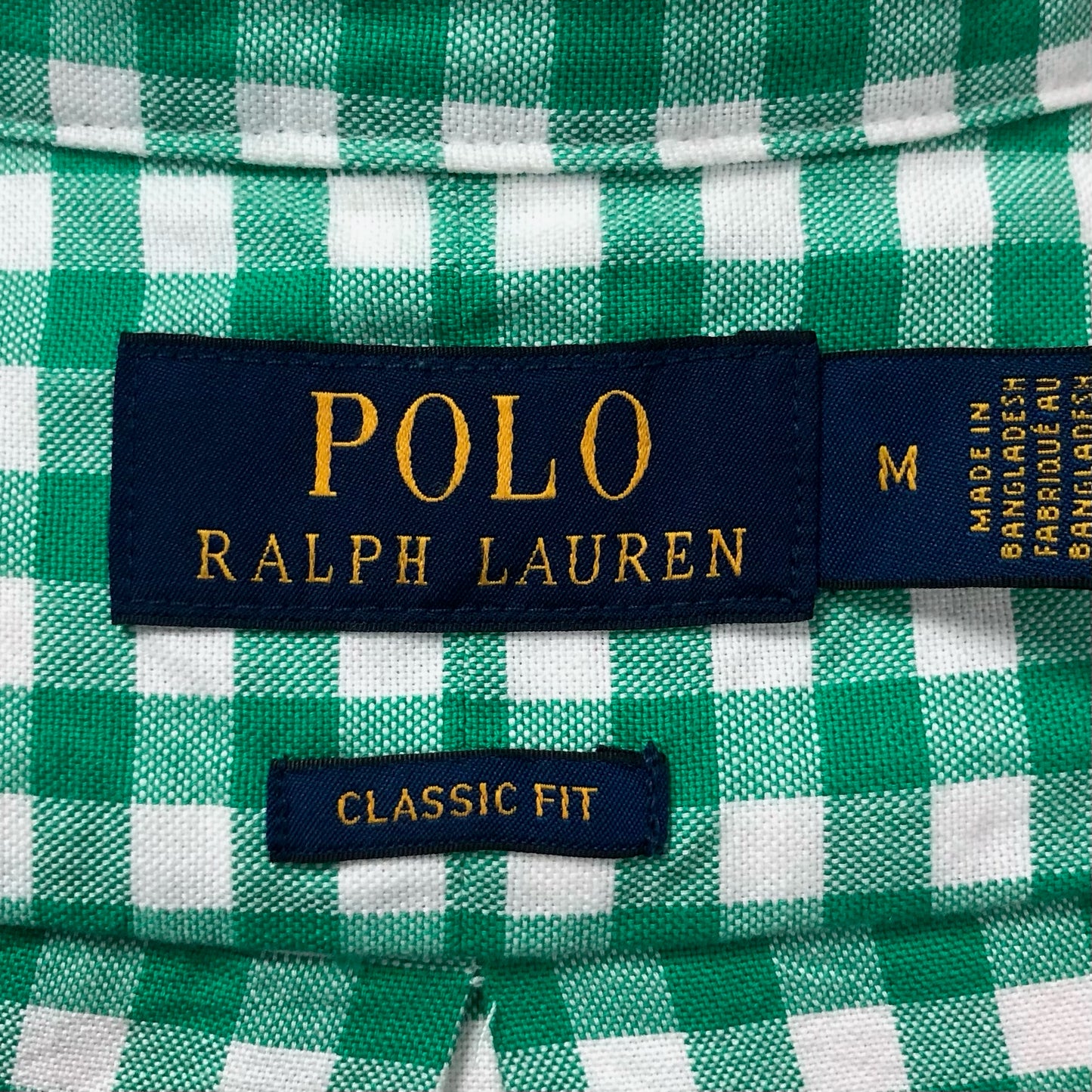 Camisa Polo Ralph Lauren 🏇🏼 Oxford con patron de cuadros gingham verde y blanco Talla M Entalle Clásico