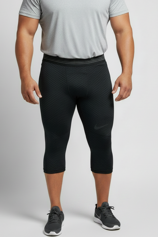 Malla de entrenamiento licra Nike ✔️ Pro Dri-FIT de 3/4 de largo para hombre en Color negro con tríptico en gris Talla L
