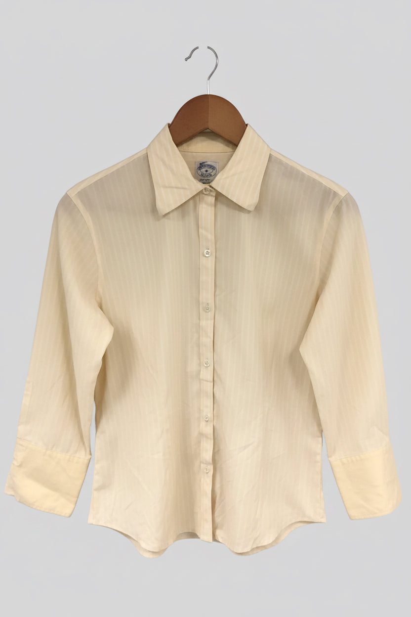 Camisa de mujer Brooks Brothers 🐑 de rayas en color amarillo y blanco Talla S Entalle Regular (ver descripción)