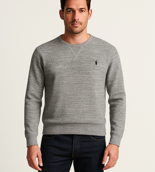 Sueter Jersey Polo Ralph Lauren 🏇🏼 cuello redondo color gris degradado con logo gris oscuro Talla L