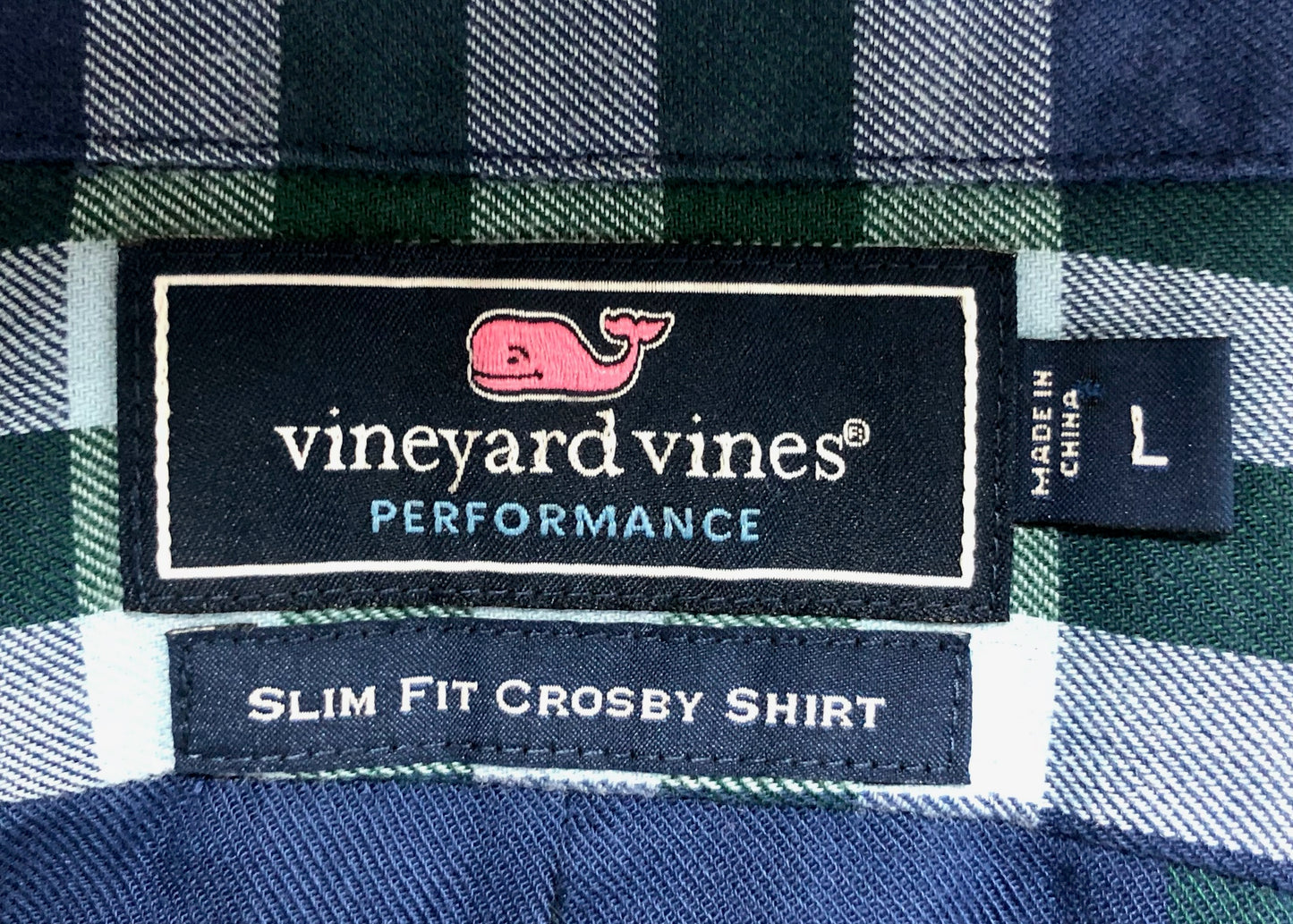 Camisa de botones Vineyard Vines 🐳 de cuadros en color azul, verde y blanco Talla L Entalle Slim Fit