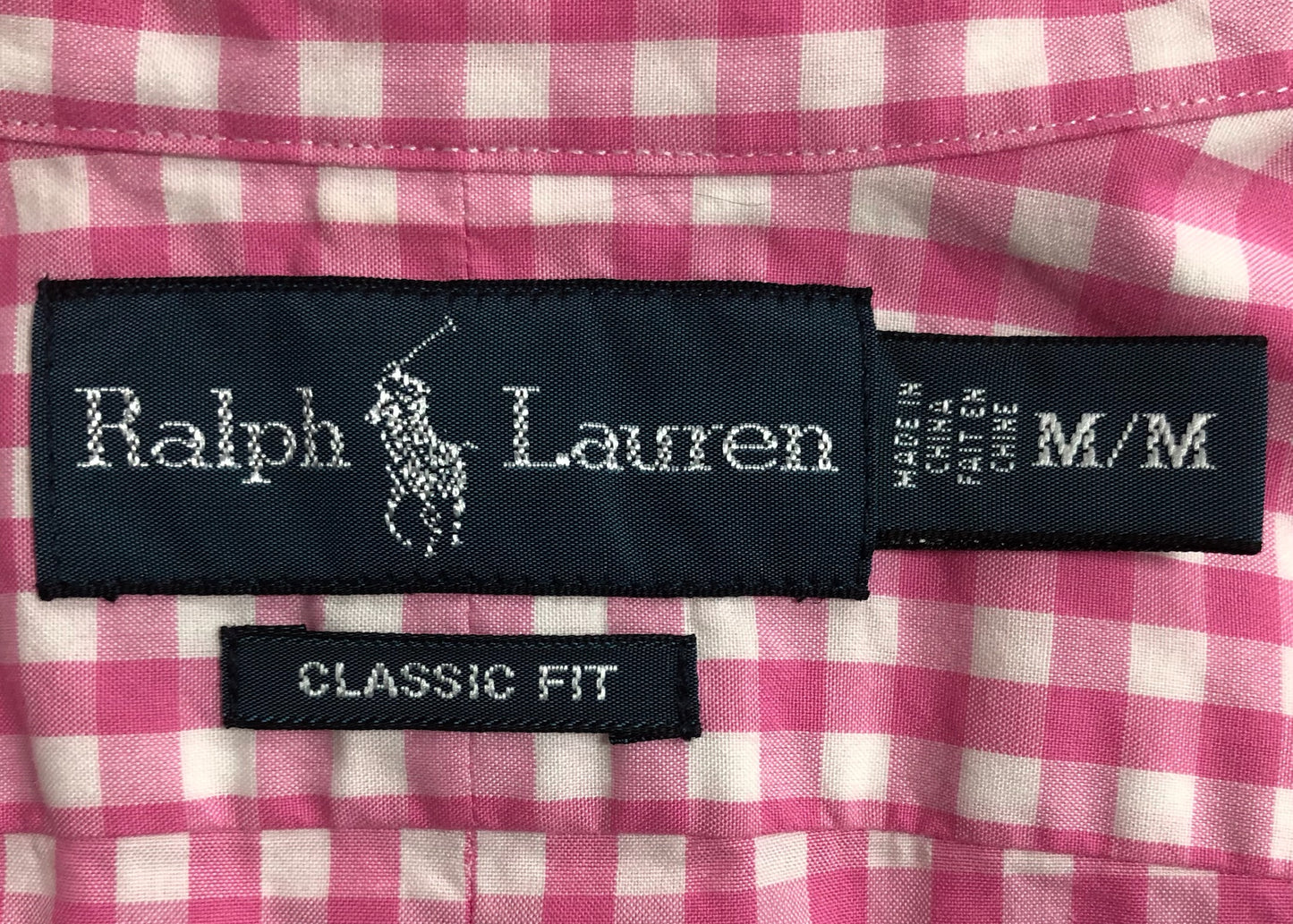 Camisa Polo Ralph Lauren 🏇🏼 con patrón de cuadros gingham rosado y blanco Talla M Entalle Clásico
