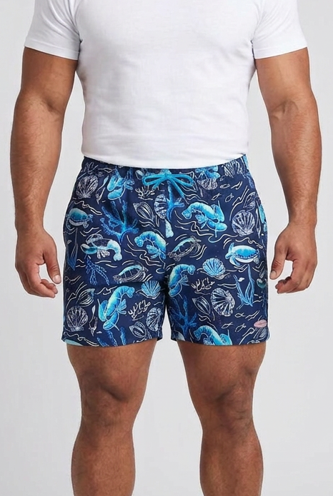 Short de baño Vineyard Vines 🐳 con diseño marino en azul, celeste y blanco talla XL