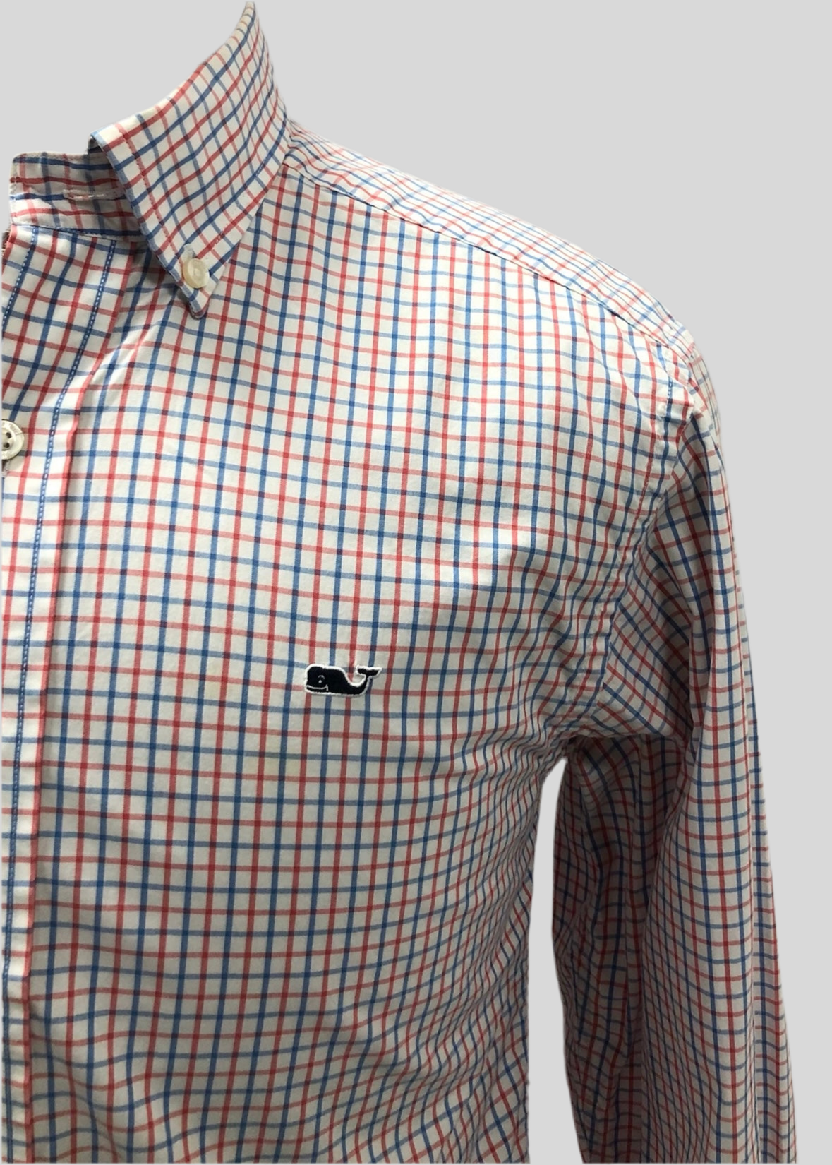 Camisa de botones Vineyard Vines 🐳 color blanco de cuadros en color azul y rojo Talla S Entalle Regular (ver descripción)