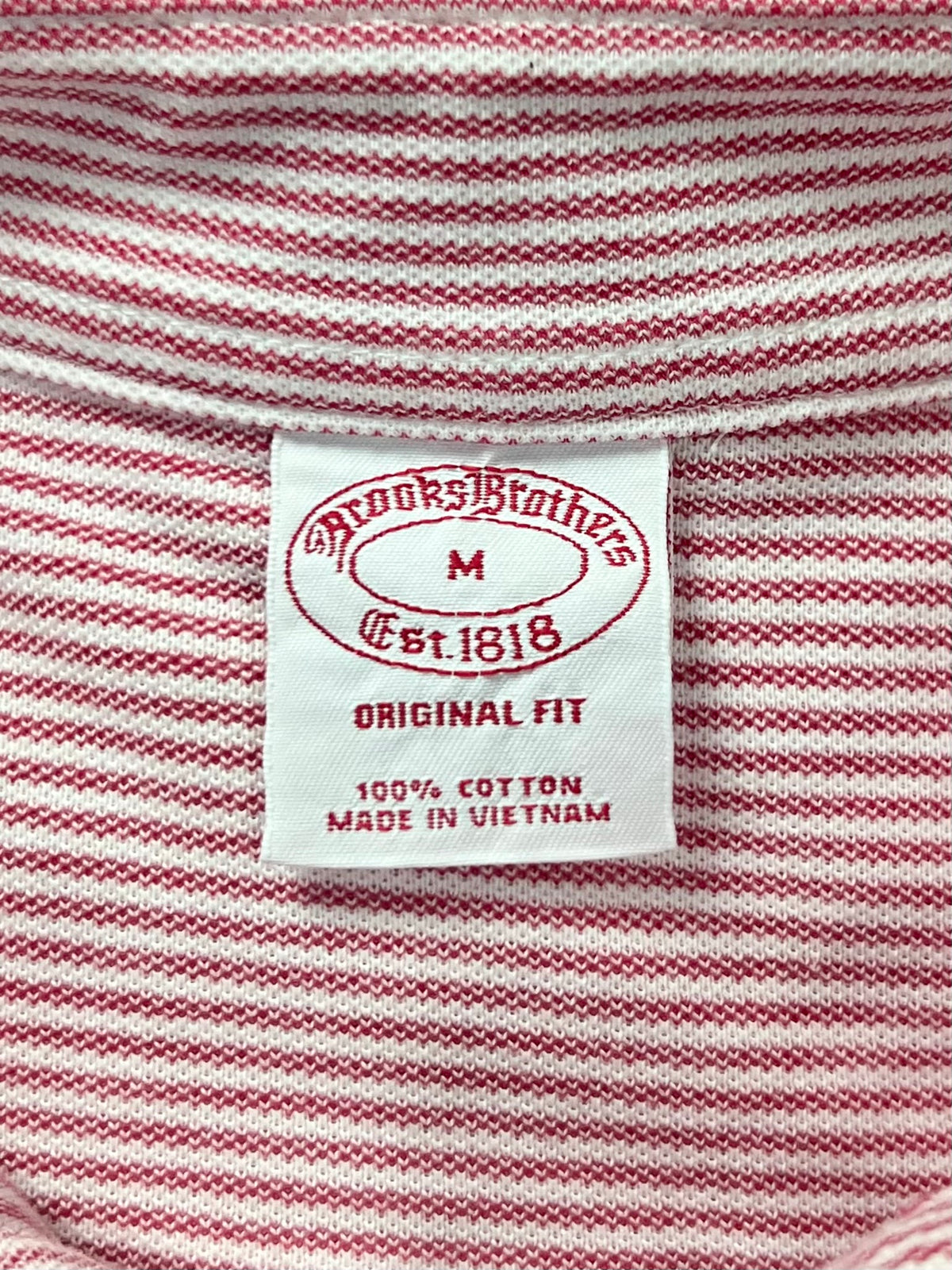 Camisa de botones Brooks Brothers 🐏 Tela camiseta de rayas en color rojo y blanco Talla M Entalle Regular