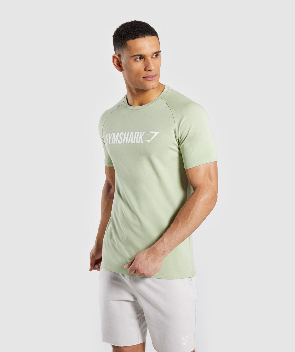 Camiseta de entrenamiento cuello redondo Gymshark 🏋🏽 color verde claro manga corta Talla S