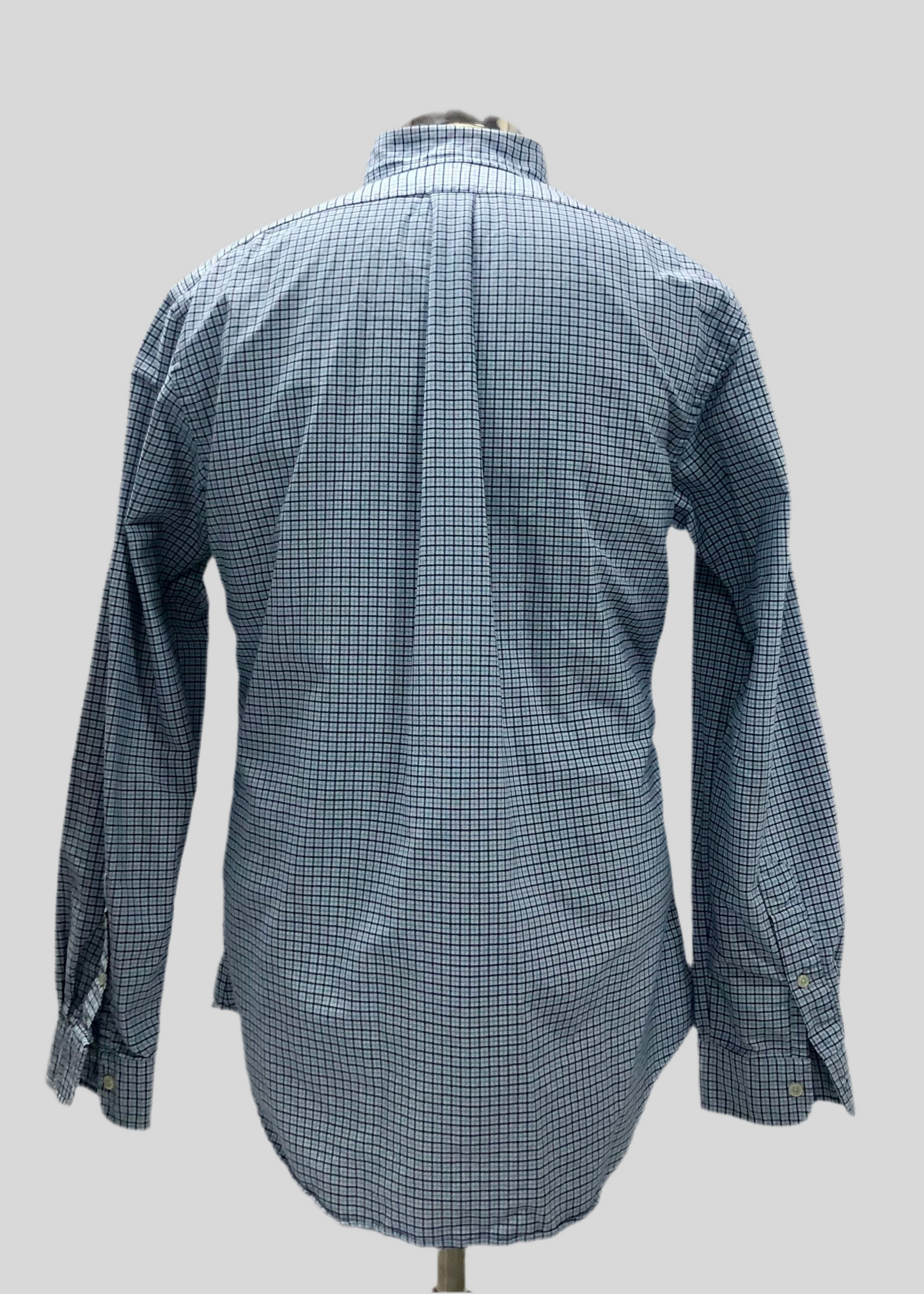 Camisa Polo Ralph Lauren 🏇🏼 color blanco patron de cuadros azul navy y celeste Talla L Entalle Custom Fit