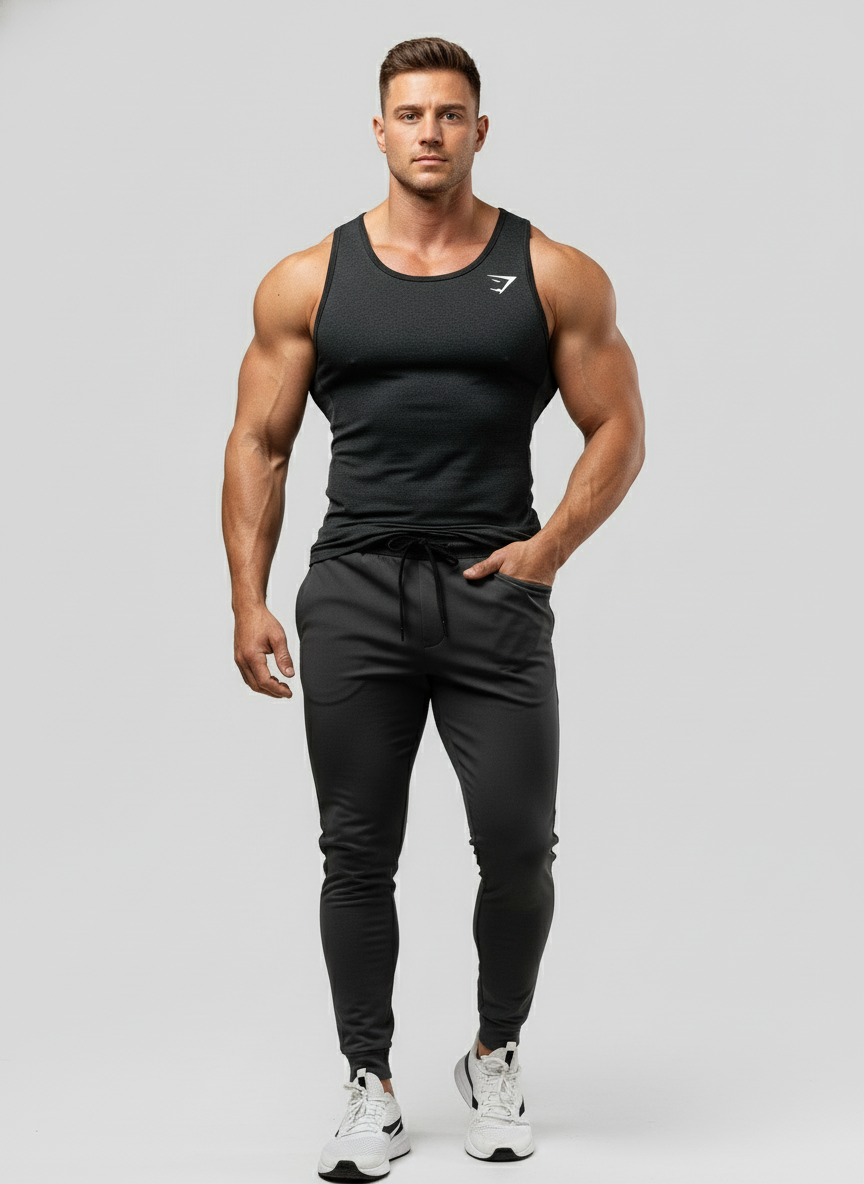 Camiseta de entrenamiento sin mangas Gymshark 🏋🏽 color negro y logo en blanco Talla S