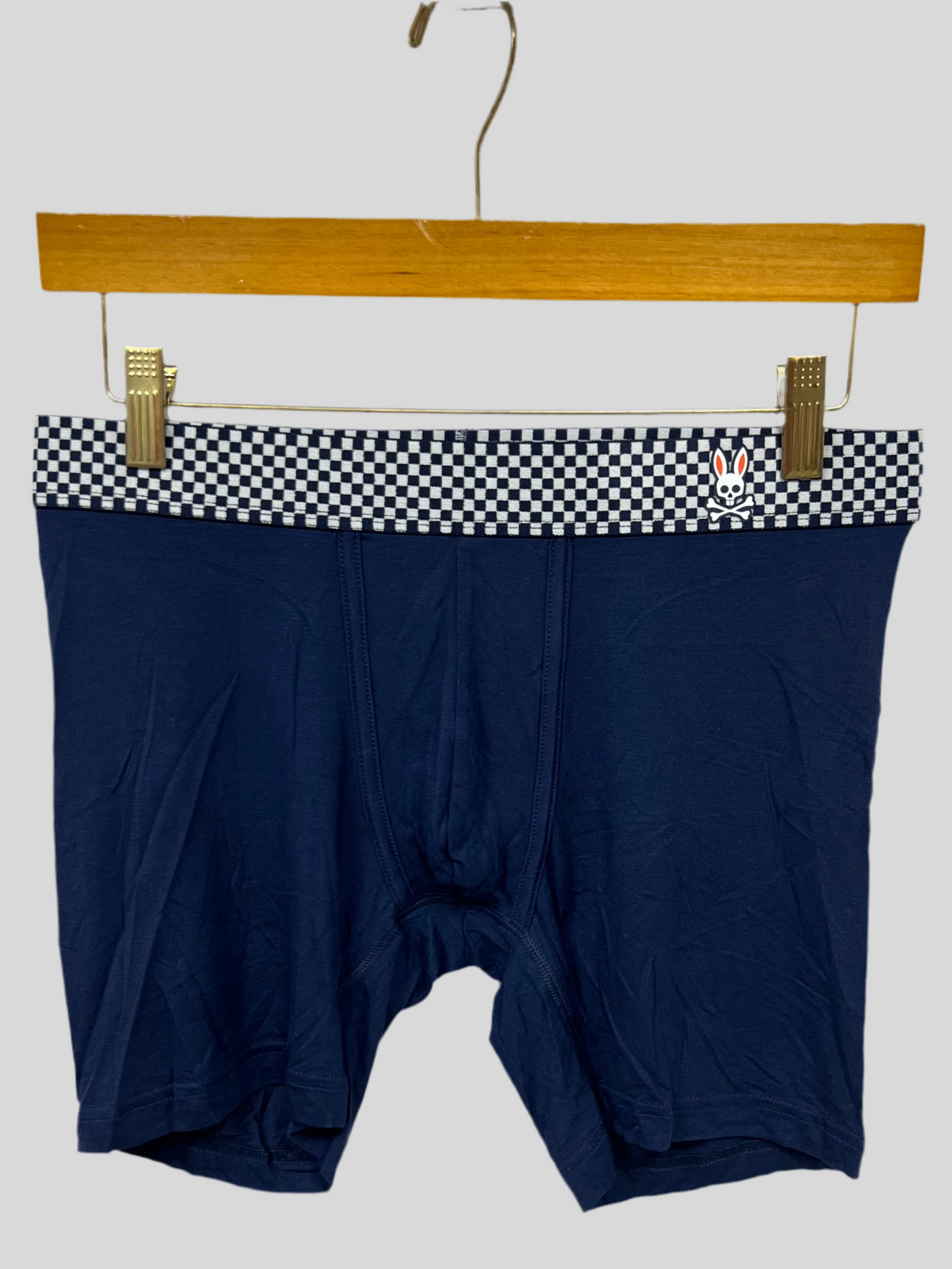 Boxer Briefs Psycho Bunny 🐰 Tela Modal Color azul navy y cintura con diseño de cuadros Talla L