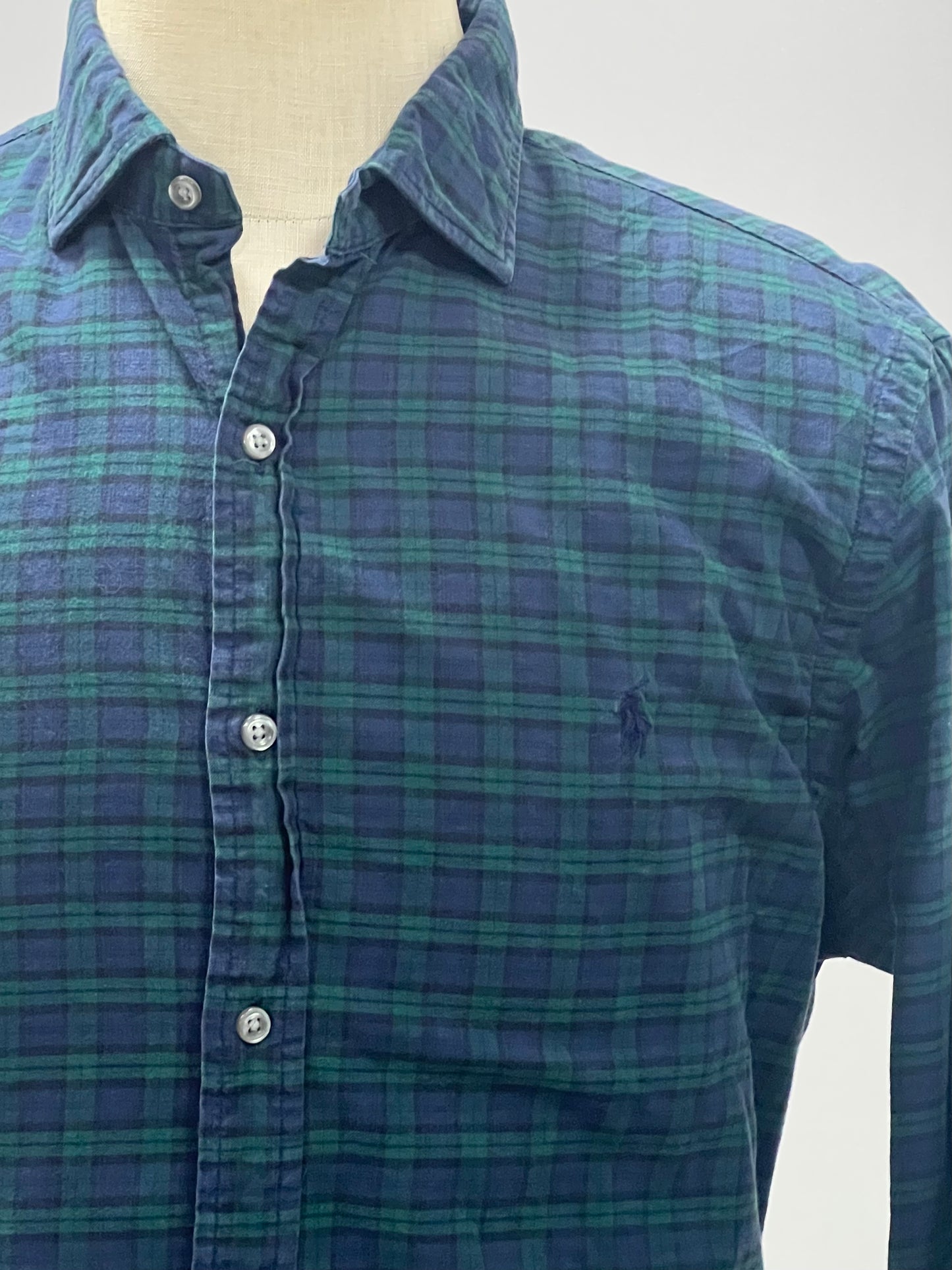 Camisa Polo Ralph Lauren 🏇🏼 de cuadros verde oscuro y azul navy Talla L Entalle Slim Fit