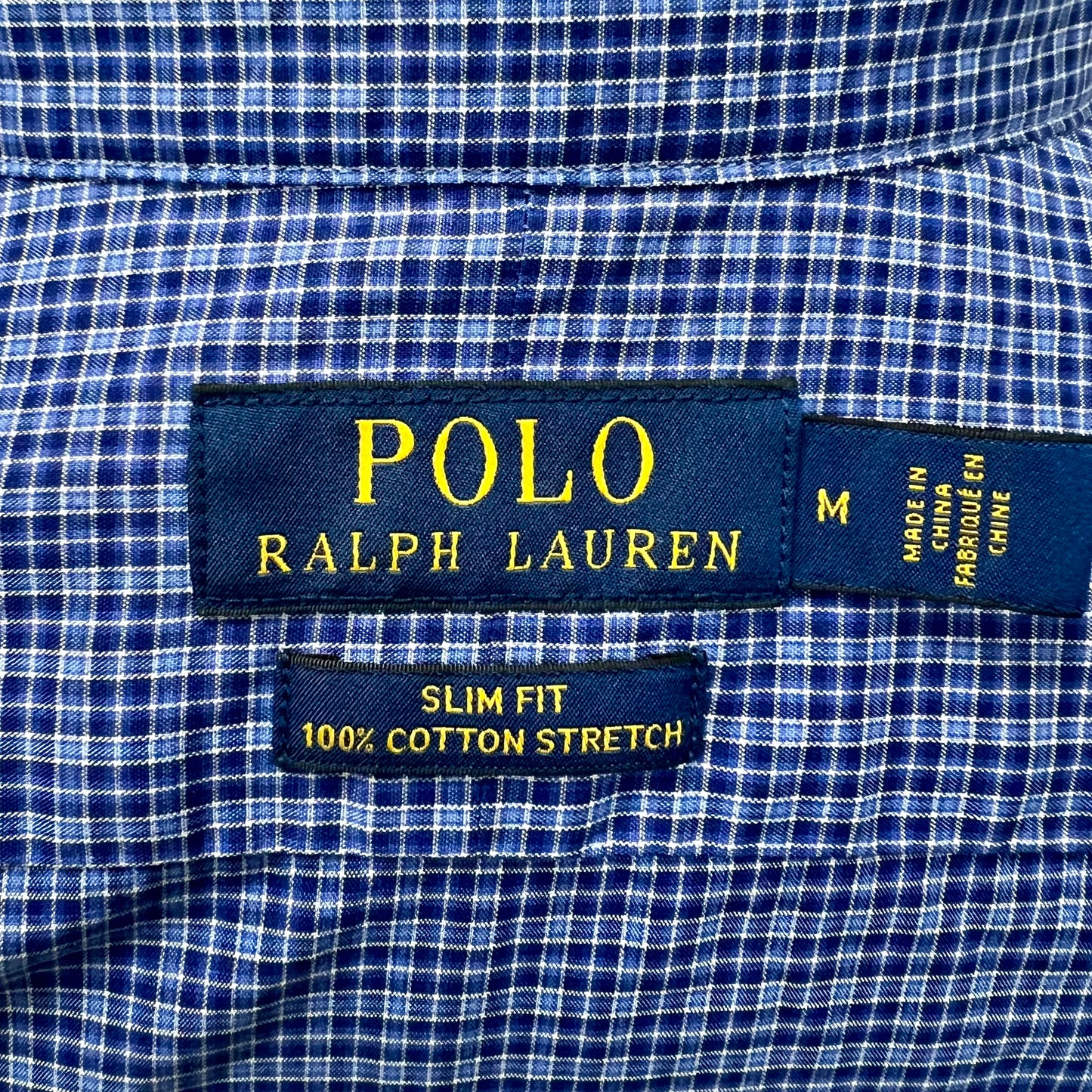 Camisa Polo Ralph Lauren 🏇🏼 con patron de cuadros en celeste y azul Talla M Entalle Slim Fit