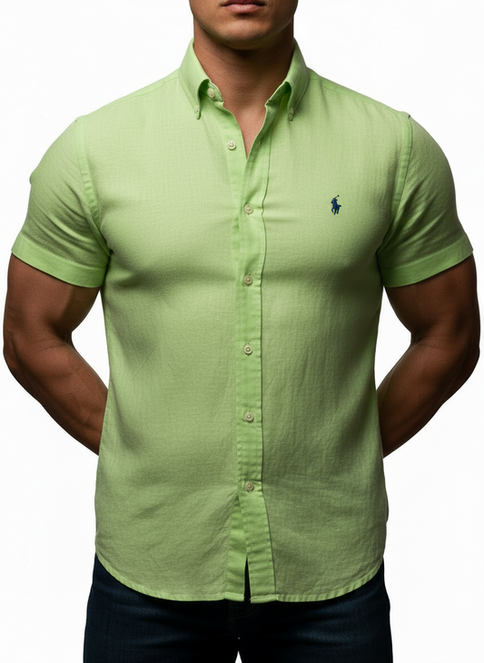 Camisa de botones Polo Ralph Lauren 🏇🏼 de Lino en color verde intenso Talla M Entalle Regular