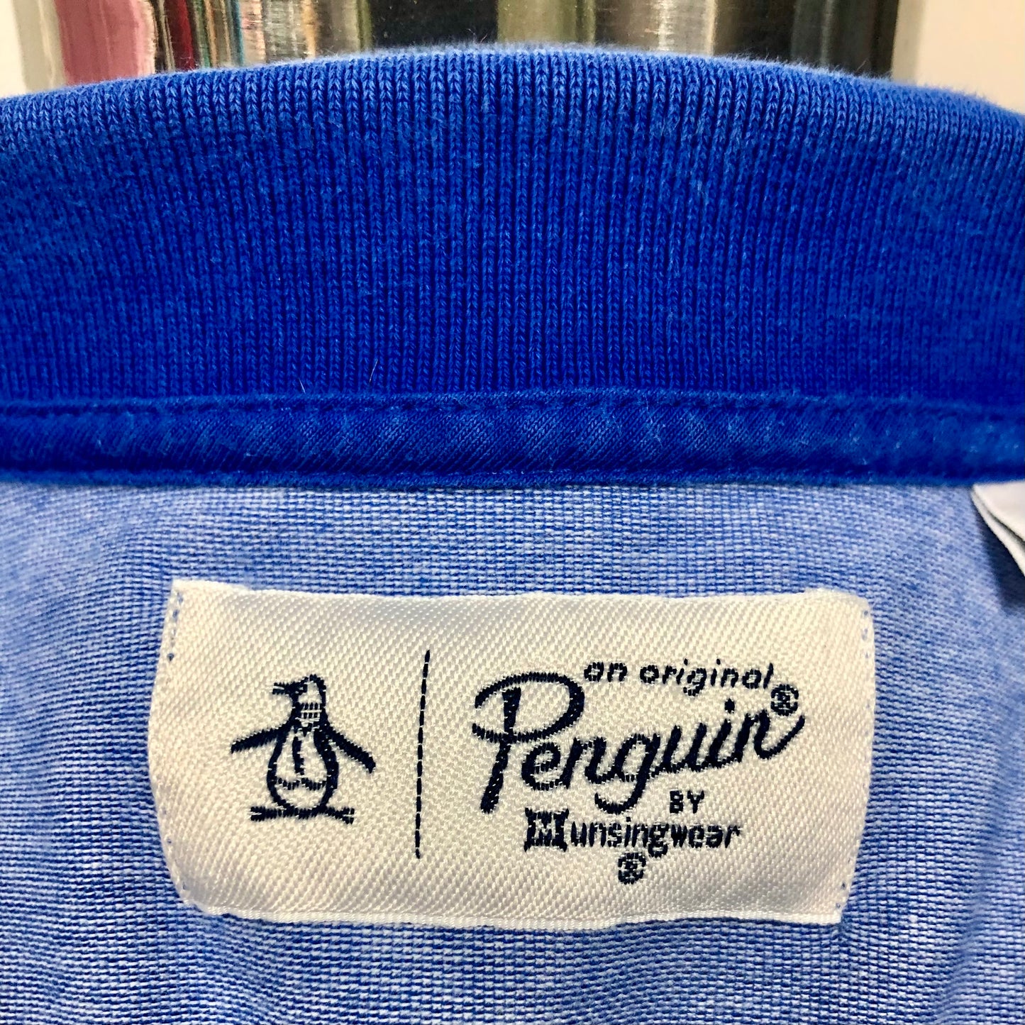 Camiseta Polo Original Penguin 🐧 en color azul con degradado en blanco Talla M Entalle Regular (ver descripción)