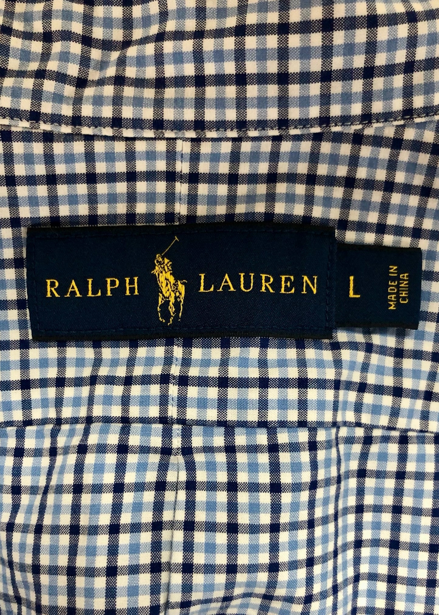 Camisa Polo Ralph Lauren 🏇🏼 Color blanco de cuadros en color azul Talla L Entalle Regular