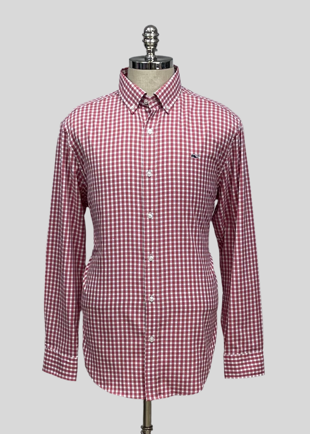 Camisa de botones Vineyard Vines 🐳 Performance color blanco de cuadros gingham en color rojo Talla L Entalle Regular