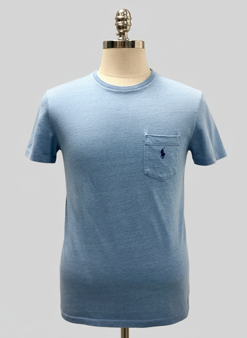 Camiseta cuello redondo Polo Ralph Lauren 🏇🏼 color celeste grisáceo Talla Small