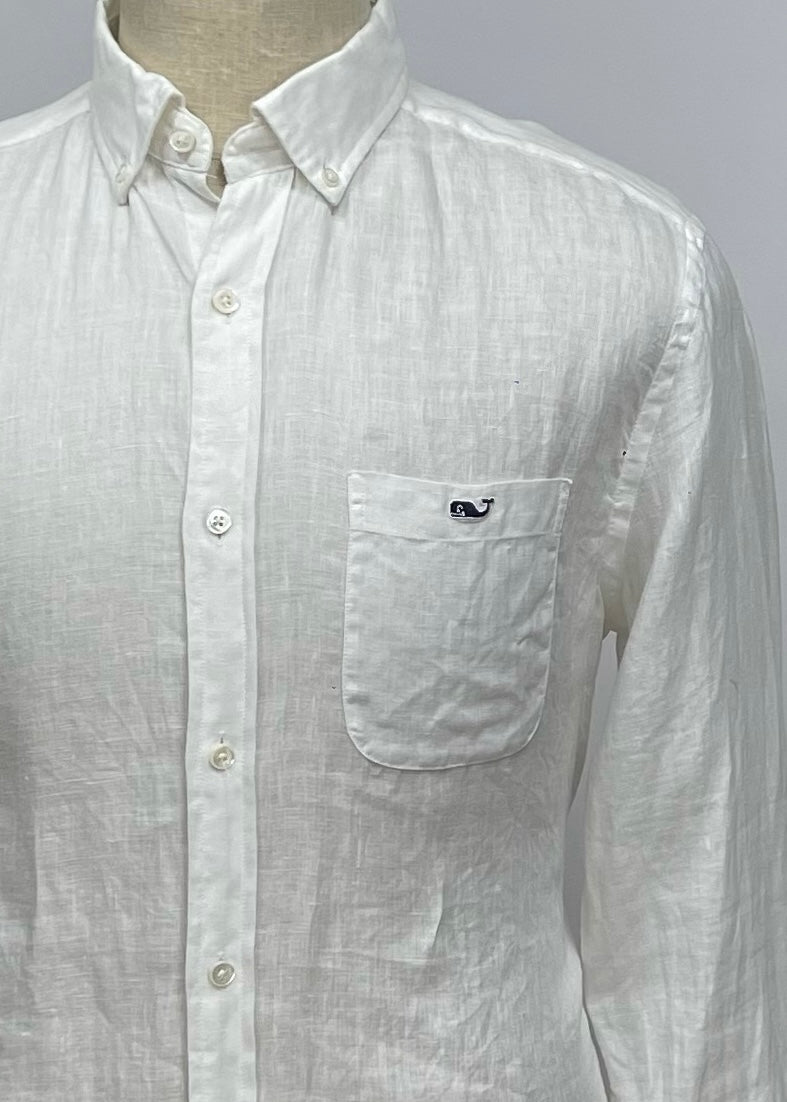 Camisa de cuadros Vineyard Vines 🐳 de lino en color blanco Talla M Entalle Clásico