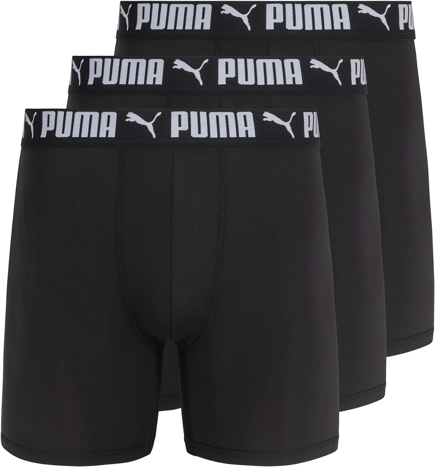 Combo de 3 Boxers Briefs Puma 🐆 Tela Performance color Negro y logo blanco Talla S