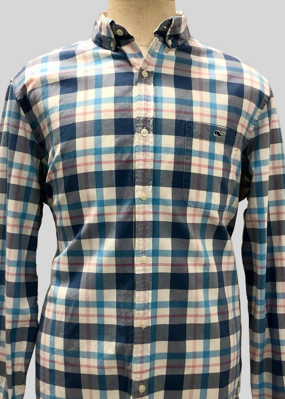 Camisa de botones Vineyard Vines 🐳 de cuadros en color rojo, azul, celeste y blanco Talla XL Entalle Slim Fit