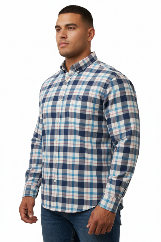 Camisa de botones Vineyard Vines 🐳 de cuadros en color rojo, azul, celeste y blanco Talla XL Entalle Slim Fit