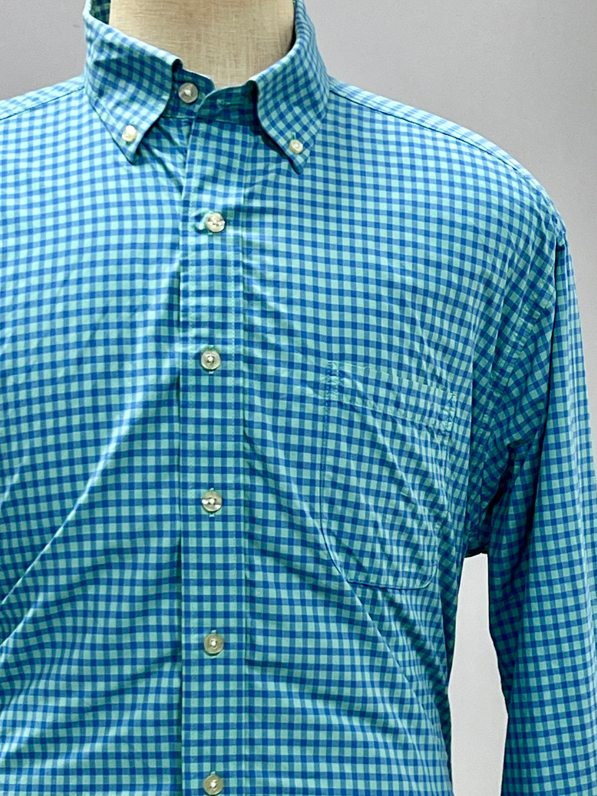 Camisa Vineyard Vines 🐳 Performance de cuadros gingham en color turquesa y azul Talla XL Entalle Clásico