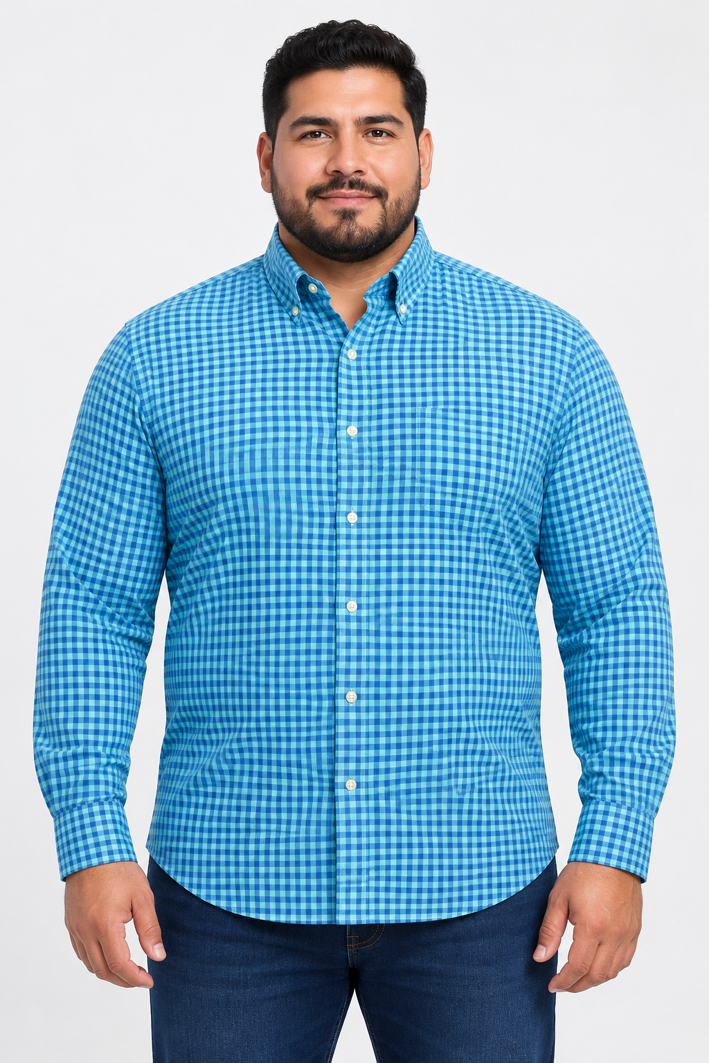 Camisa Vineyard Vines 🐳 Performance de cuadros gingham en color turquesa y azul Talla XL Entalle Clásico