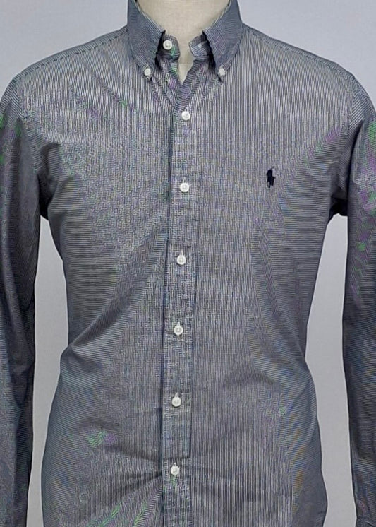 Camisa Polo Ralph Lauren 🏇🏼 con patron de cuadros finos en negro y blanco Talla M Entalle Regular