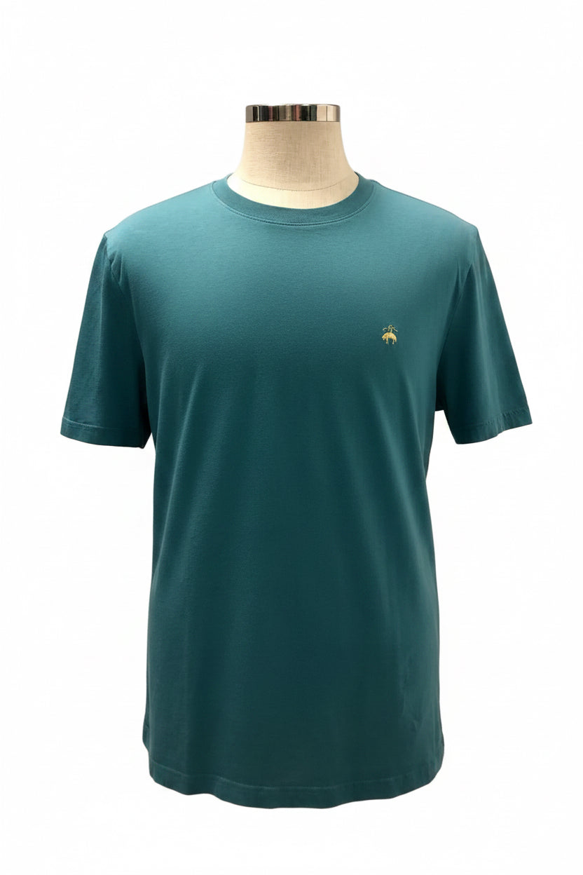 Camiseta cuello redondo Brooks Brothers 🐑 color verde esmeralda y logo dorado Talla XL