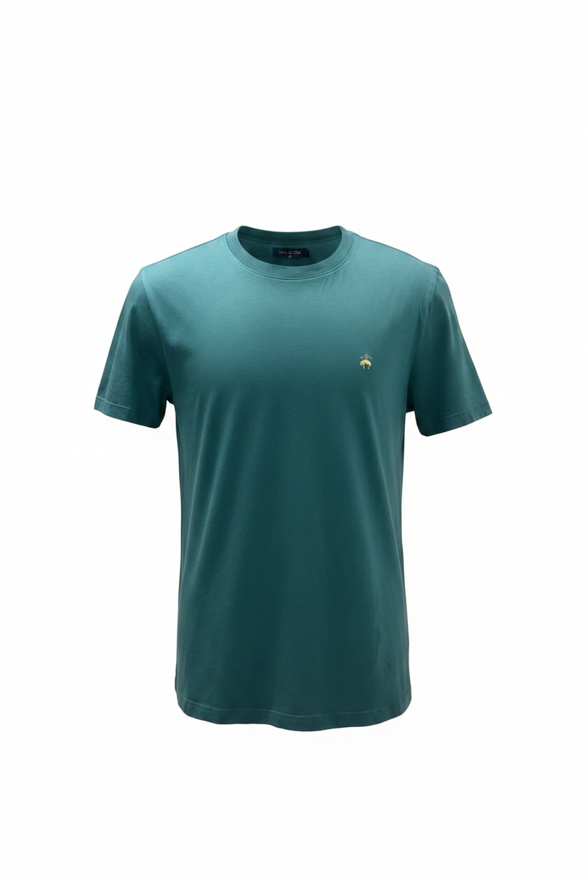 Camiseta cuello redondo Brooks Brothers 🐑 color verde esmeralda y logo dorado Talla XL