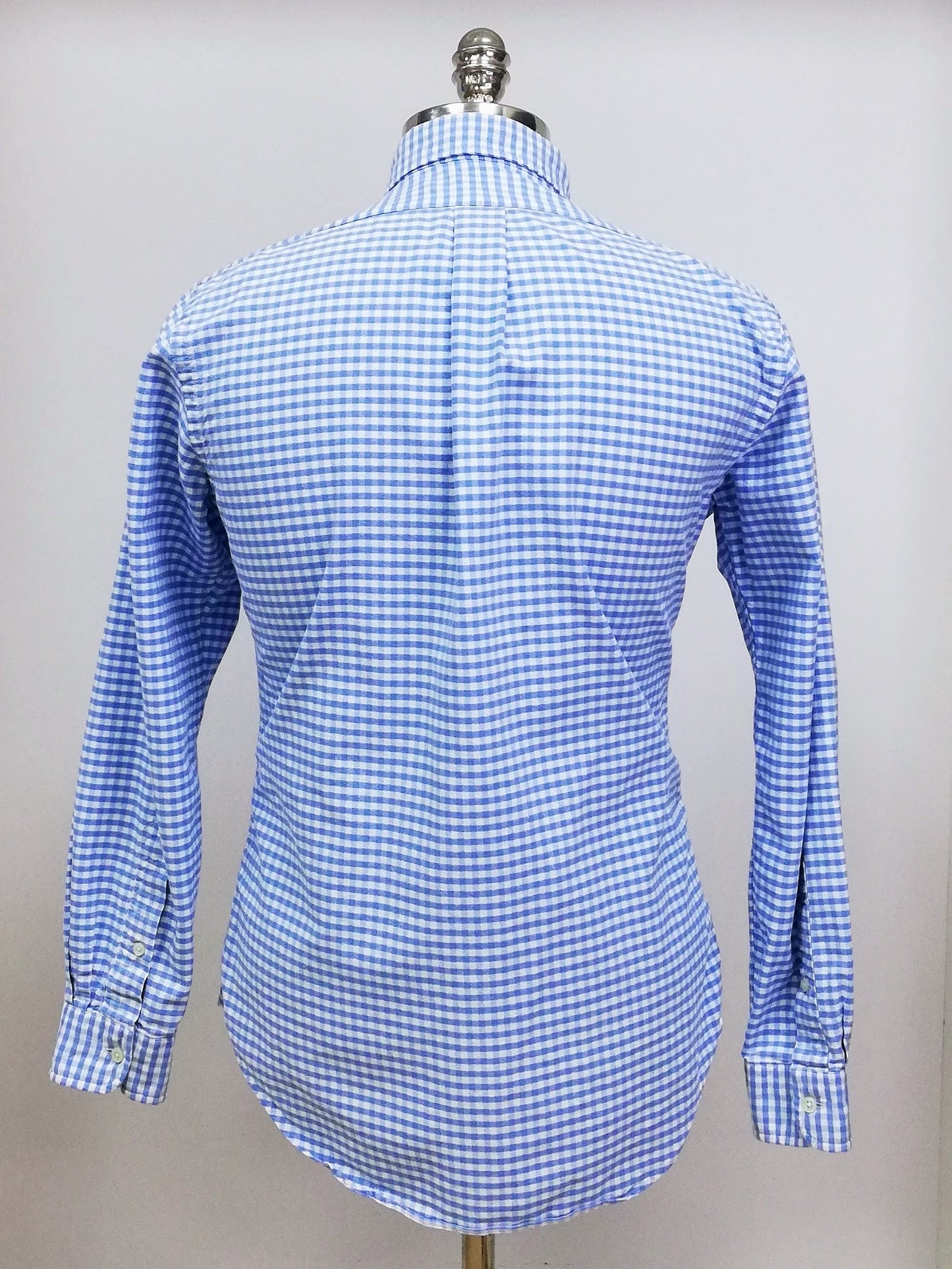 Camisa Polo Ralph Lauren 🏇🏼 Oxford con patron de cuadros gingham en Celeste y blanco Talla S Entalle Regular (ver descripción)