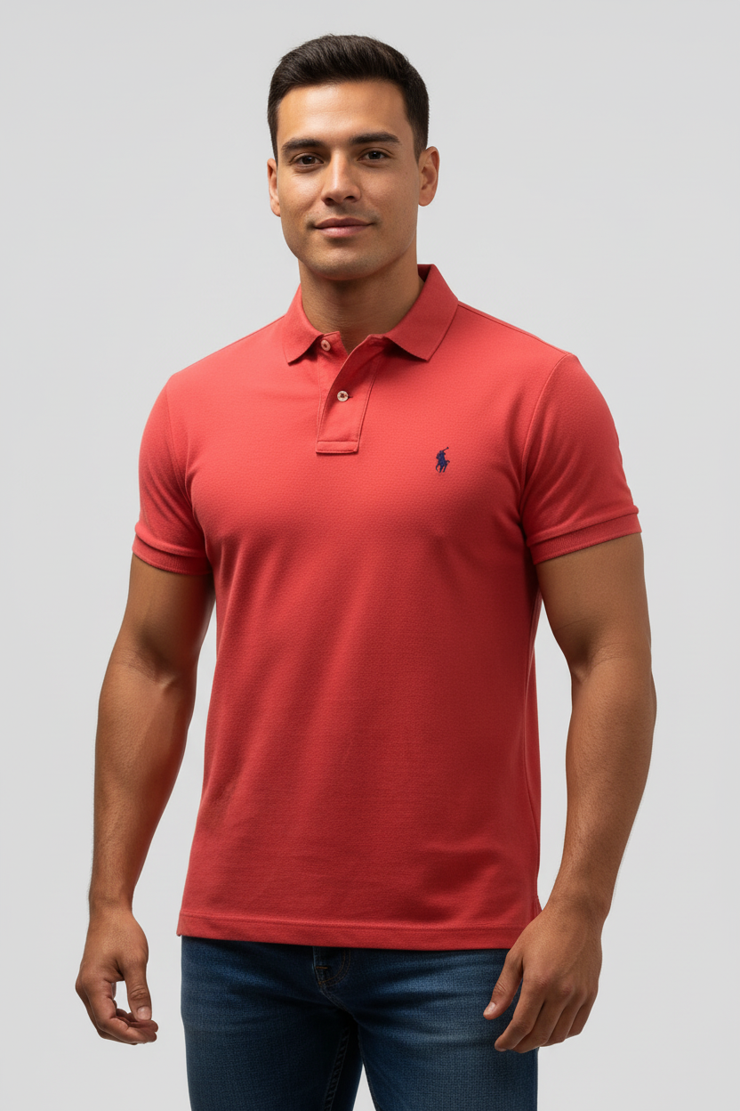 Camiseta Polo Ralph Lauren 🏇🏼 color rojo cobrizo Talla L Entalle Custom Slim Fit