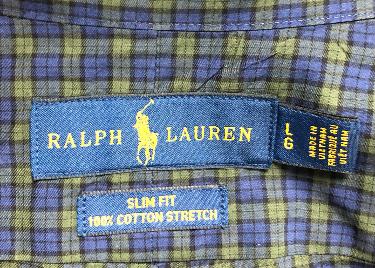Camisa Polo Ralph Lauren 🏇🏼 de cuadros verde oscuro y azul navy Talla L Entalle Slim Fit