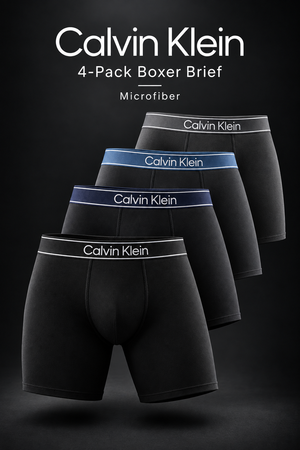 Paquete de 4 Calzoncillos tipo Boxer Calvin Klein de Microfibra - Tela ligera en Talla S y M