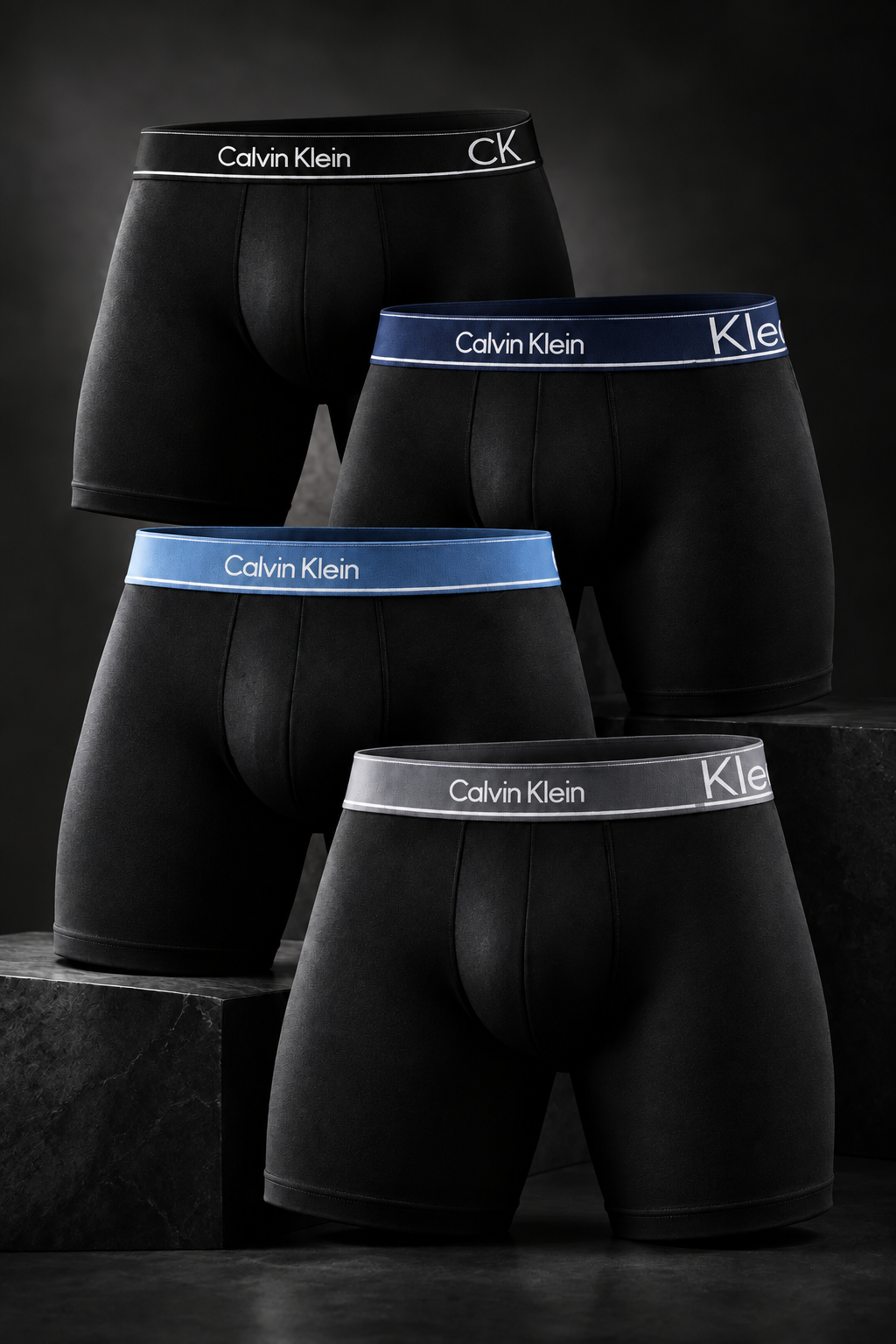 Paquete de 4 Calzoncillos tipo Boxer Calvin Klein de Microfibra - Tela ligera en Talla S y M