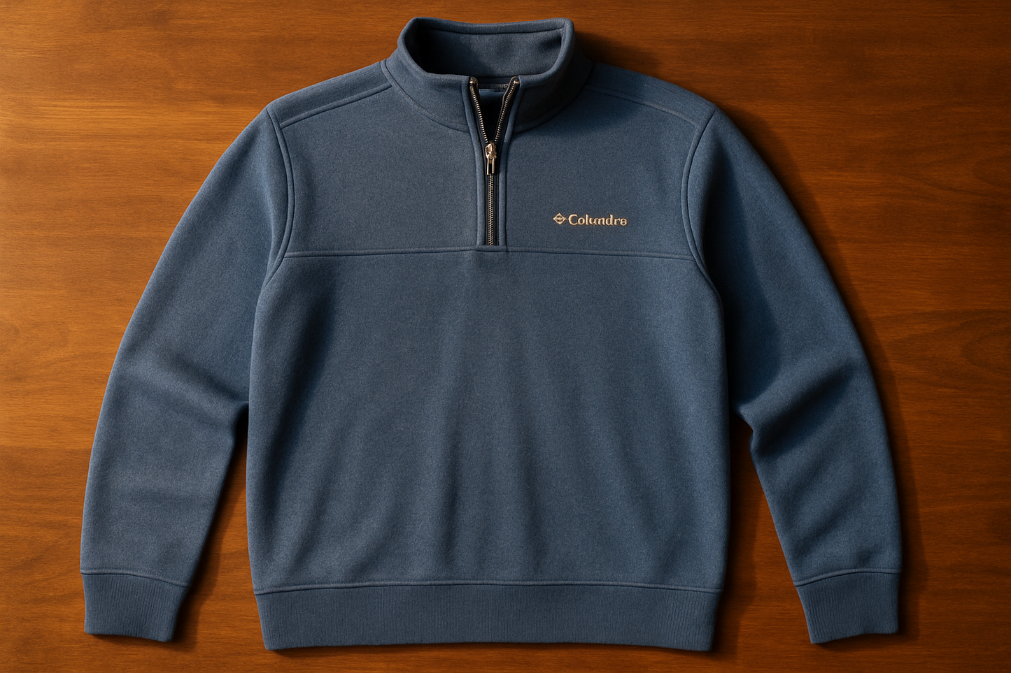 Sueter Jersey Columbia 🔷 color azul grisáceo y logo en color gris Talla S