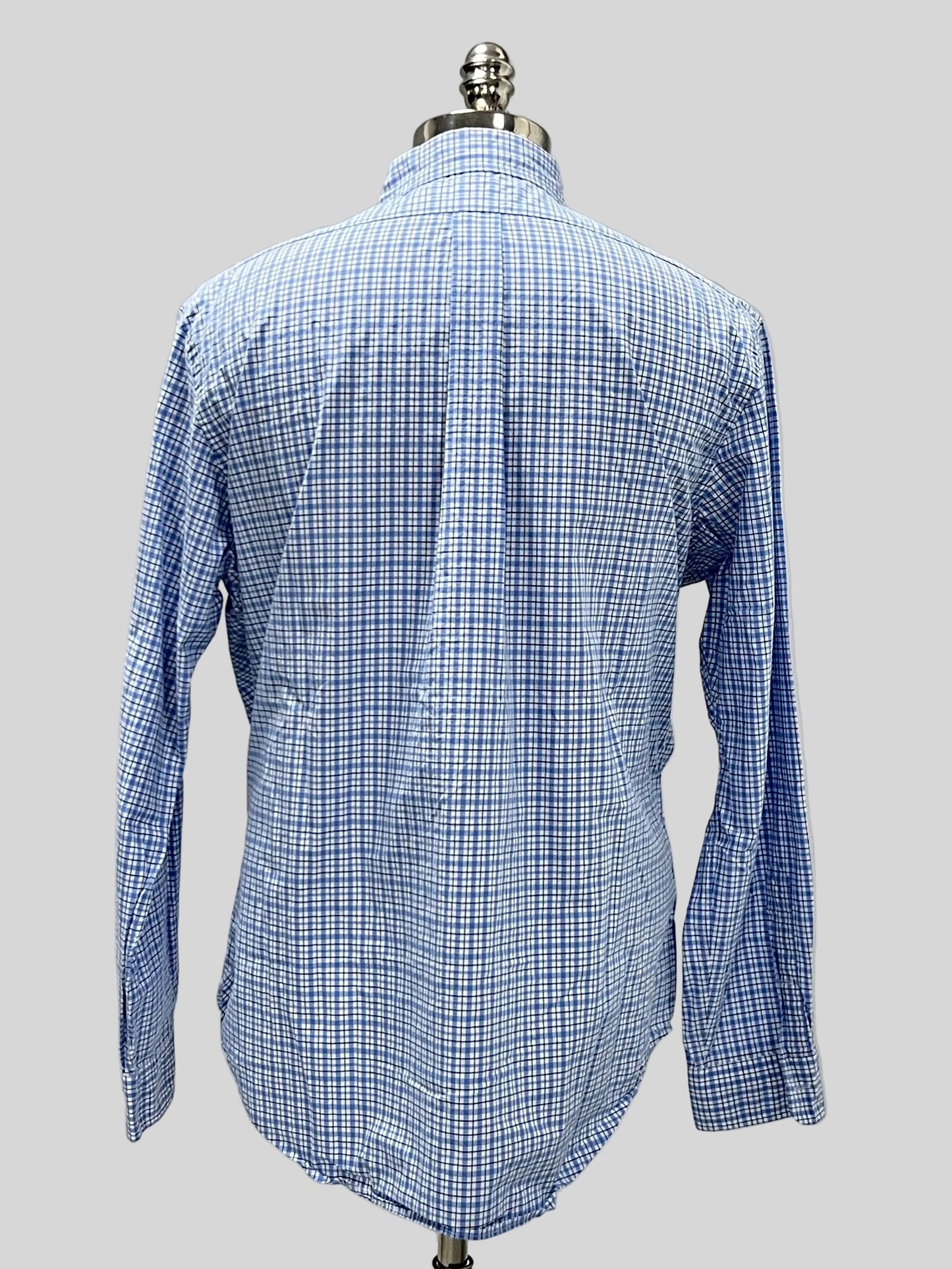 Camisa Polo Ralph Lauren 🏇🏼 color blanco con patron de cuadros en celeste y azul navy Talla XL Entalle Regular