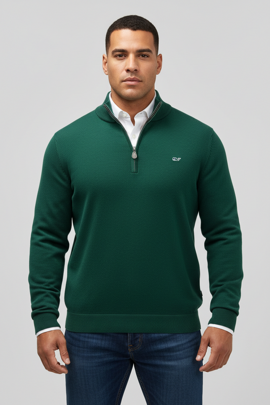 Sueter Jersey Vineyard Vines 🐳 color verde oscuro con logo azul navy Tela algodón Pima Talla XL