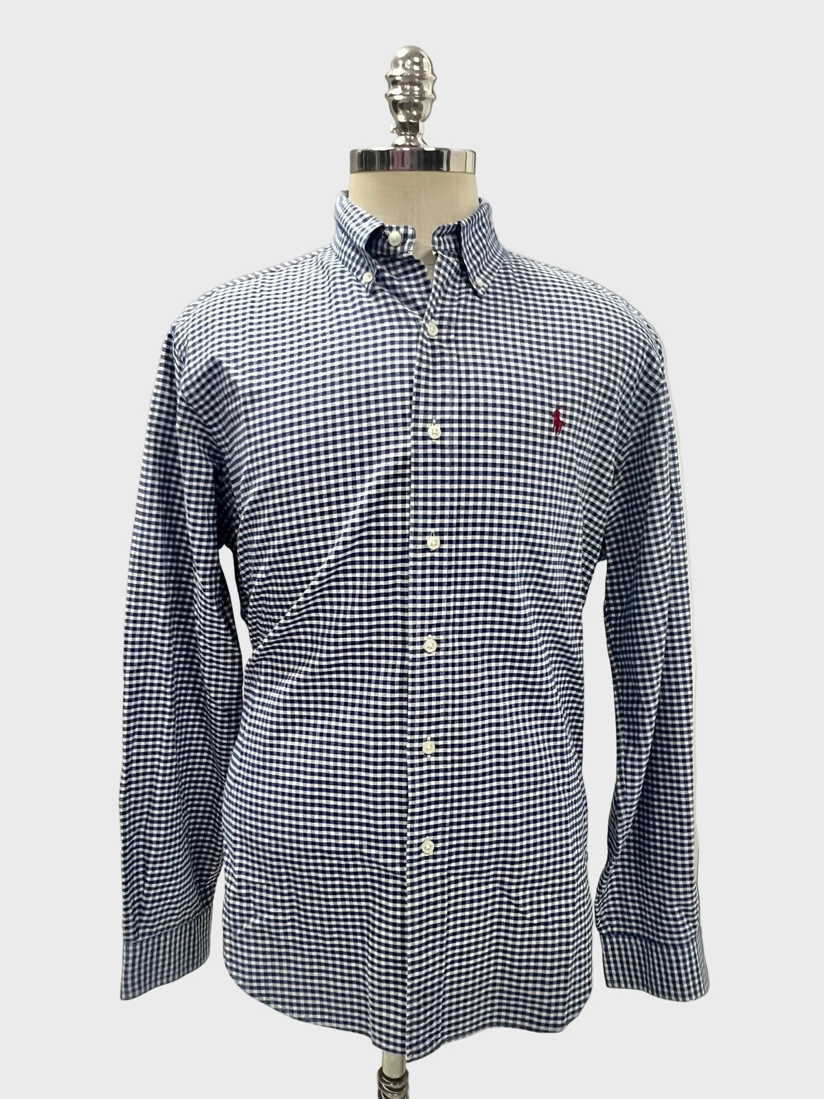 Camisa de botones Polo Ralph Lauren 🏇🏼 Oxford de cuadros gingham azul y blanco Talla L Entalle Clásico