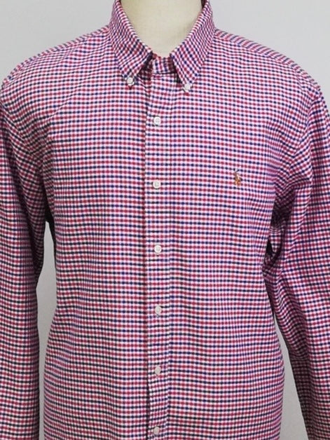 Camisa Polo Ralph Lauren 🏇🏼 Oxford de cuadros gingham rojo, azul y blanco Talla XXL Entalle Regular