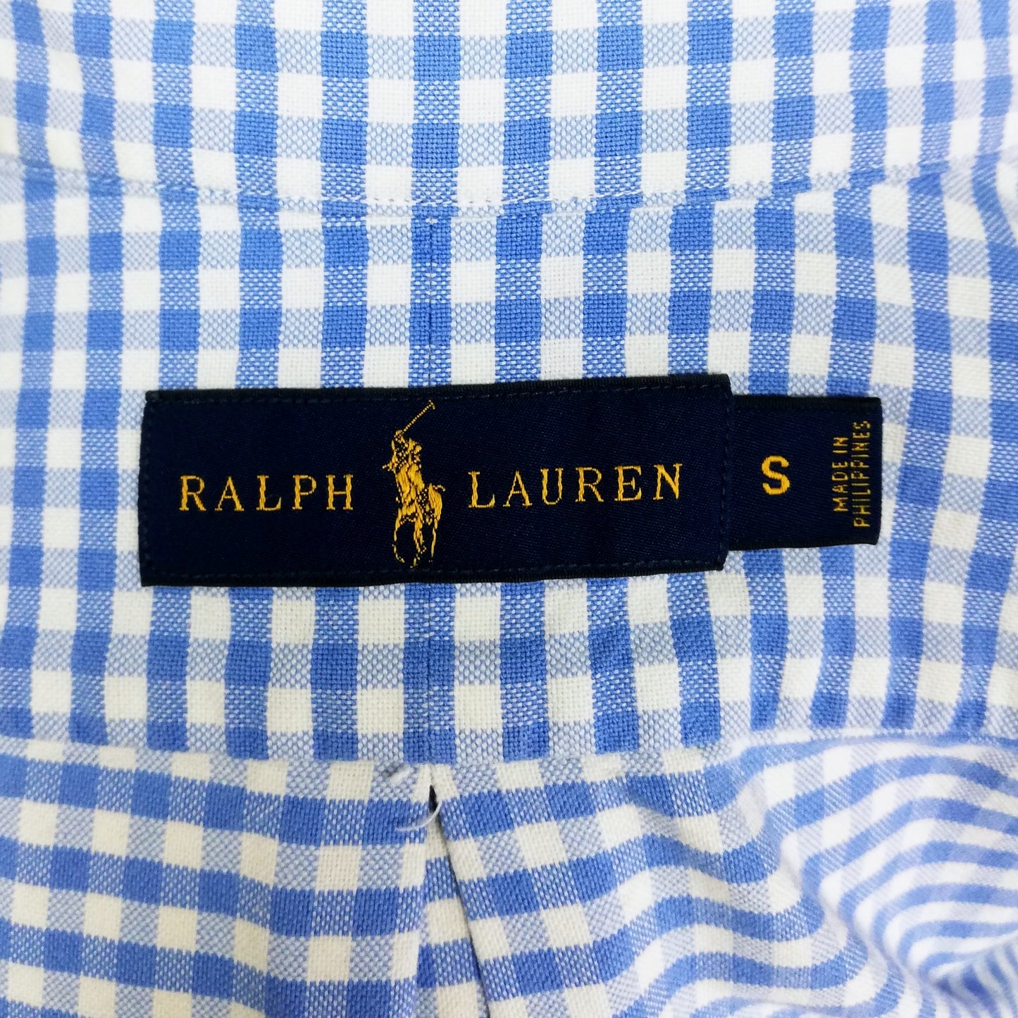 Camisa Polo Ralph Lauren 🏇🏼 Oxford con patron de cuadros gingham en Celeste y blanco Talla S Entalle Regular (ver descripción)
