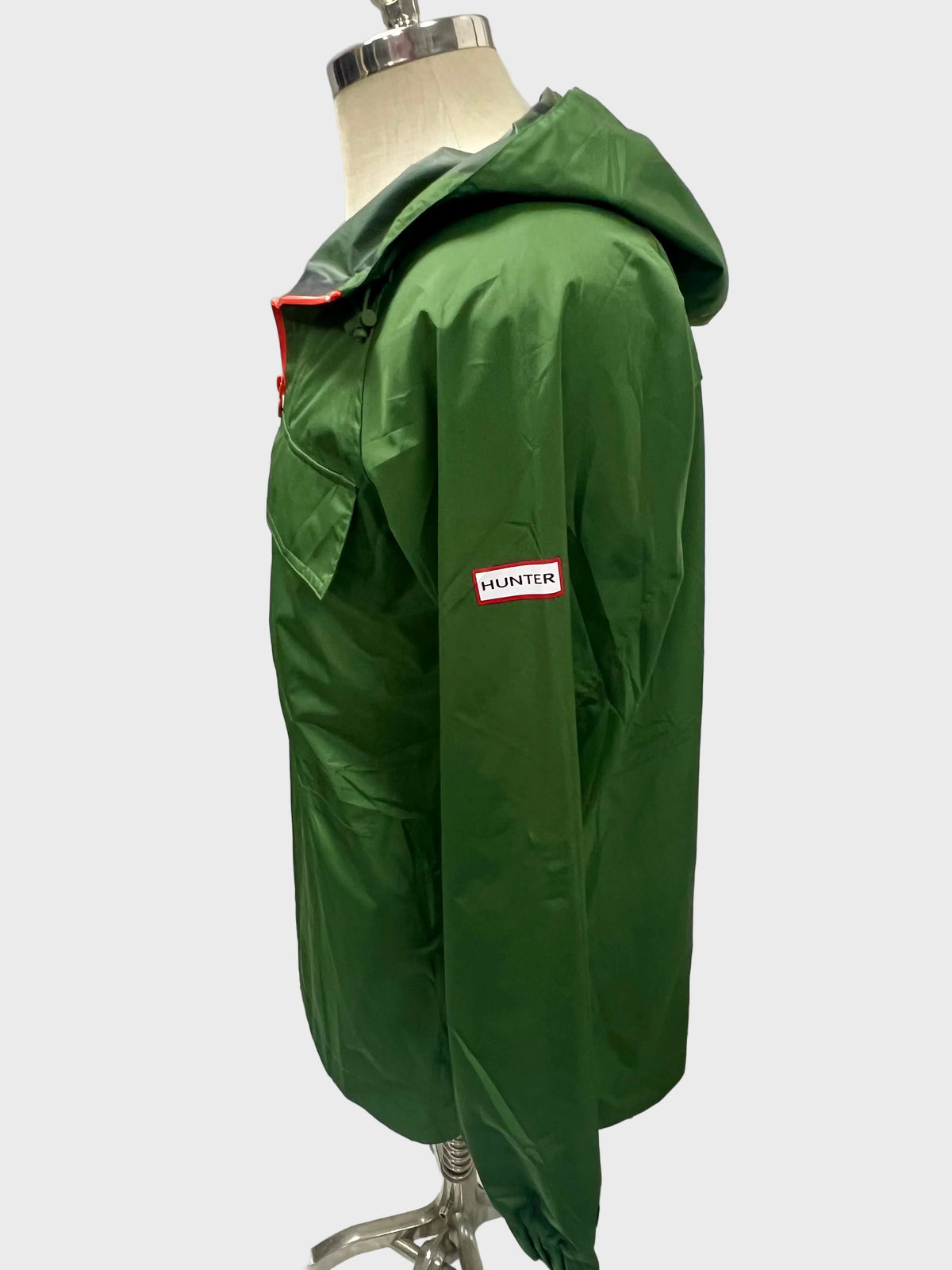 Jacket rompevientos con capucha Hunter 🇬🇧 color verde oliva con zíper de 1/4 y logo tradicional Talla S