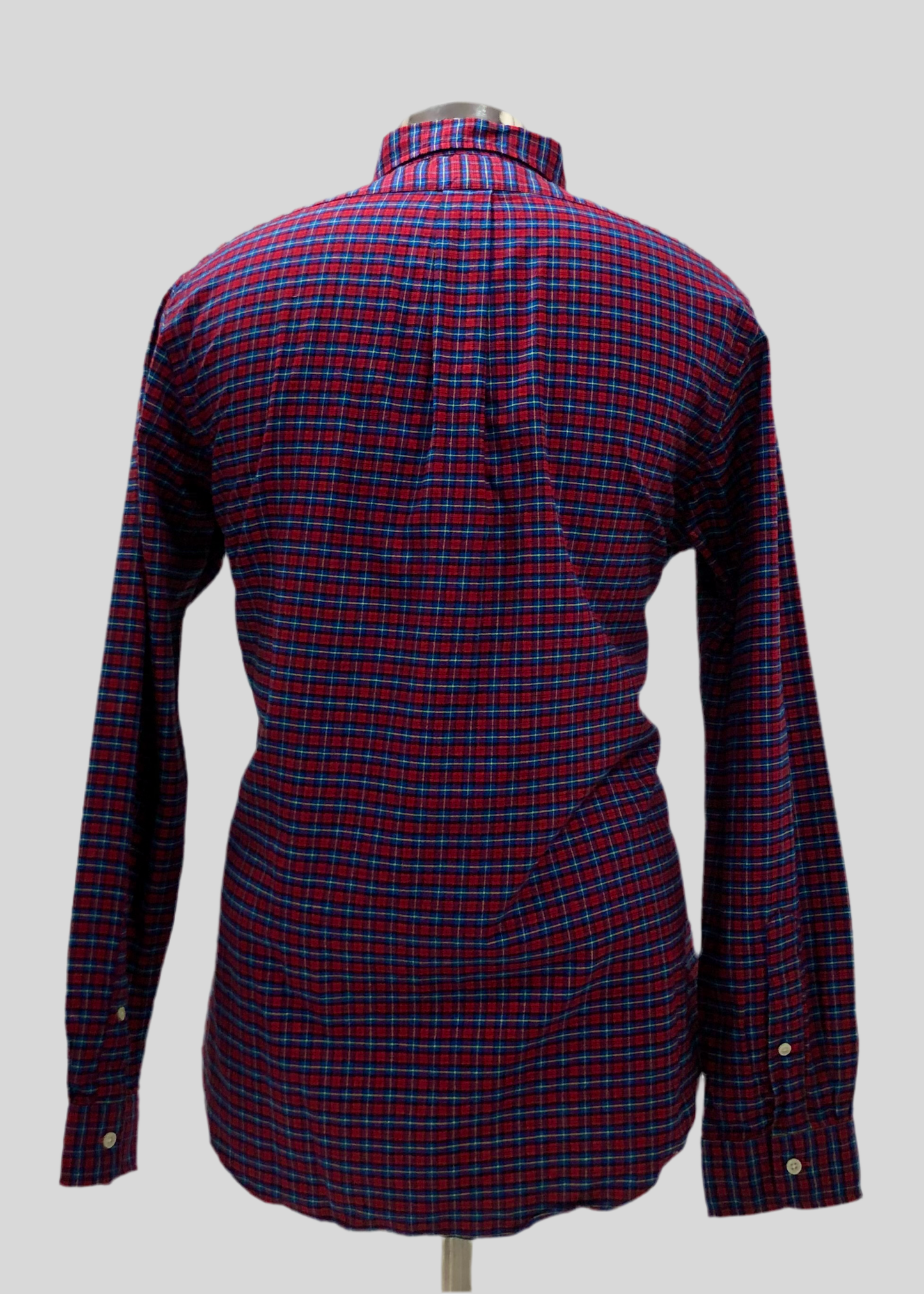 Camisa Polo Ralph Lauren 🏇🏼 color rojo con patron de cuadros azul y amarillo Talla L Entalle Regular