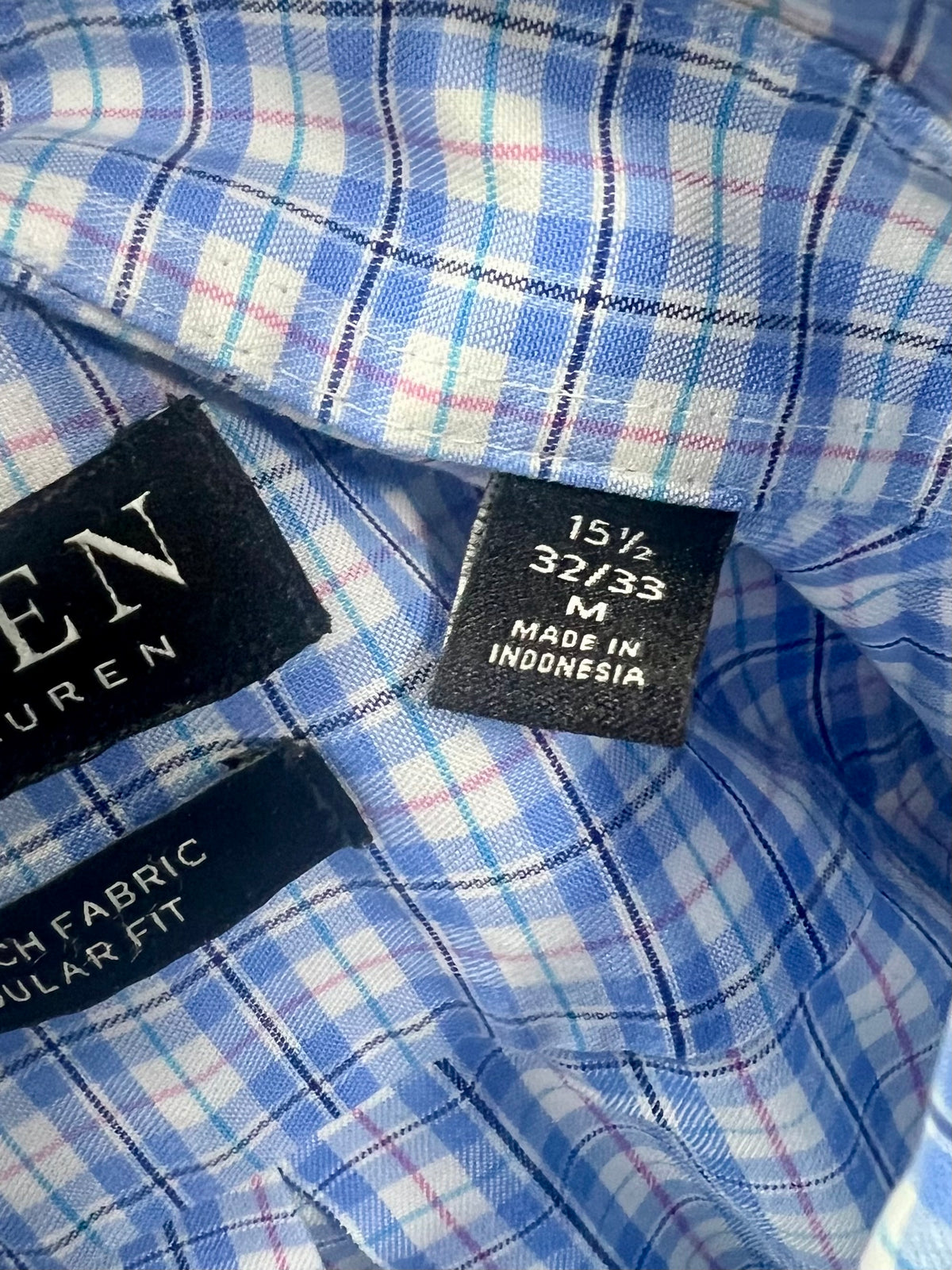Camisa Polo Ralph Lauren 🏇🏼 de cuadros azul, rosado y blanco Talla M Entalle Regular
