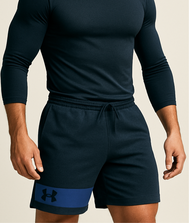 Short Lounge Under Armour 🏋🏼‍♂️ color azul navy y logo en azul Talla XL